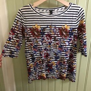 J.Crew Floral Striped Cotton Top